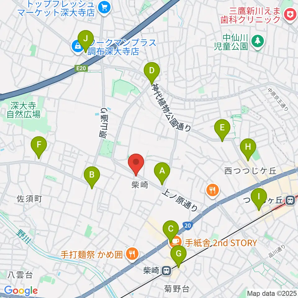 ユリミュージックキャンパス調布柴崎教室周辺のコンビニエンスストア一覧地図