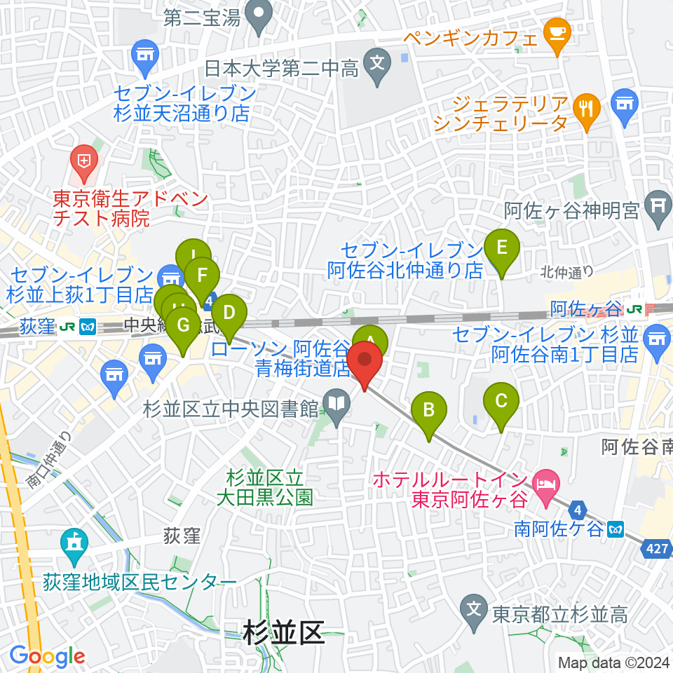 荻窪 かふぇ＆ほーる with遊周辺のコンビニエンスストア一覧地図