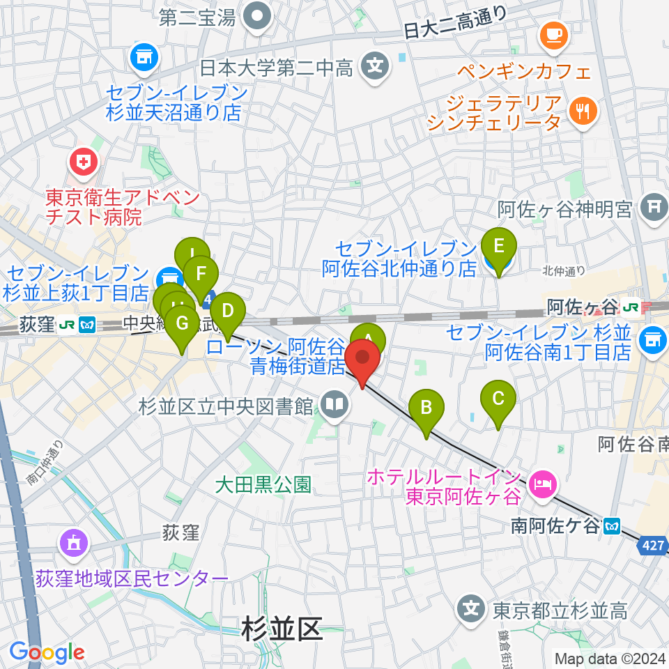 荻窪 かふぇ＆ほーる with遊周辺のコンビニエンスストア一覧地図