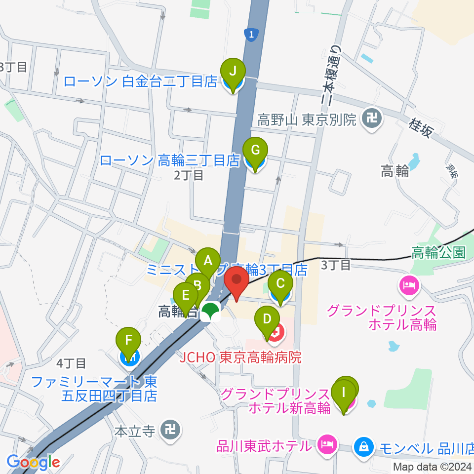 スタジオベイド高輪店周辺のコンビニエンスストア一覧地図