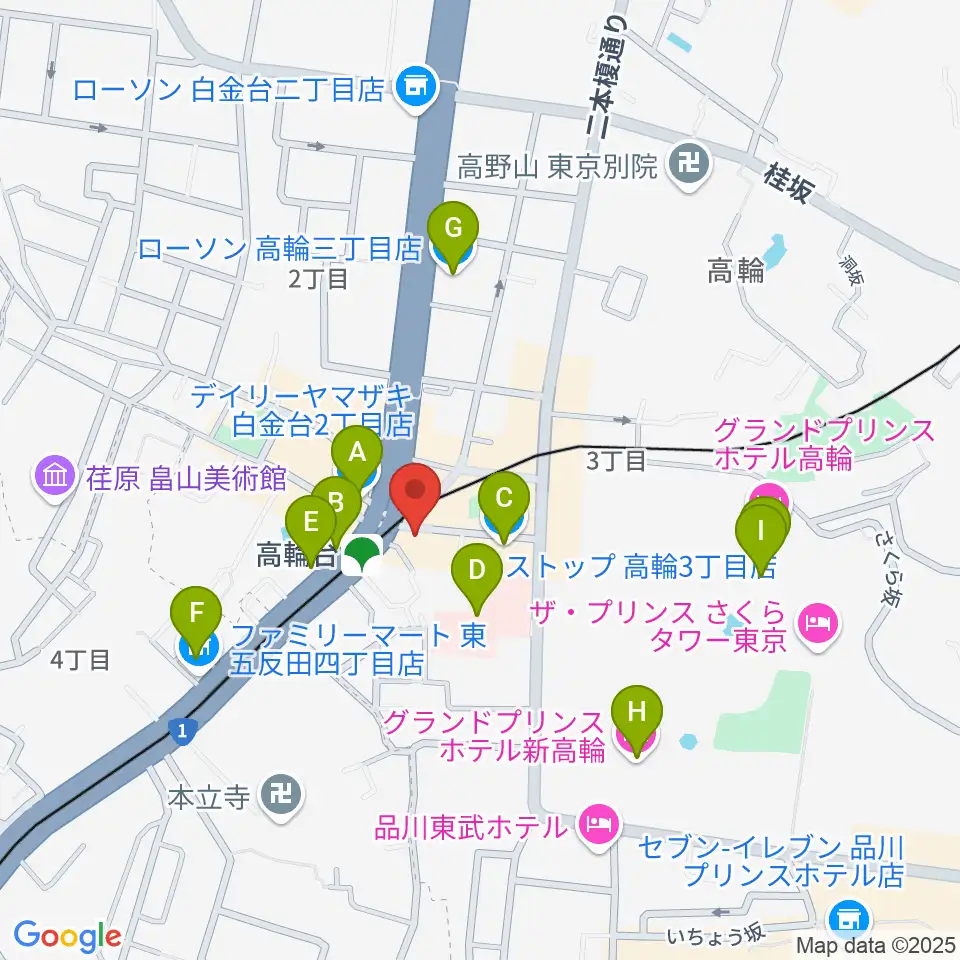 スタジオベイド高輪店周辺のコンビニエンスストア一覧地図