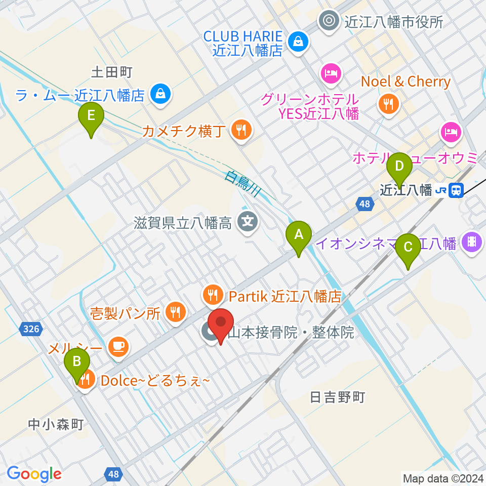 近江八幡YUGEYA周辺のコンビニエンスストア一覧地図