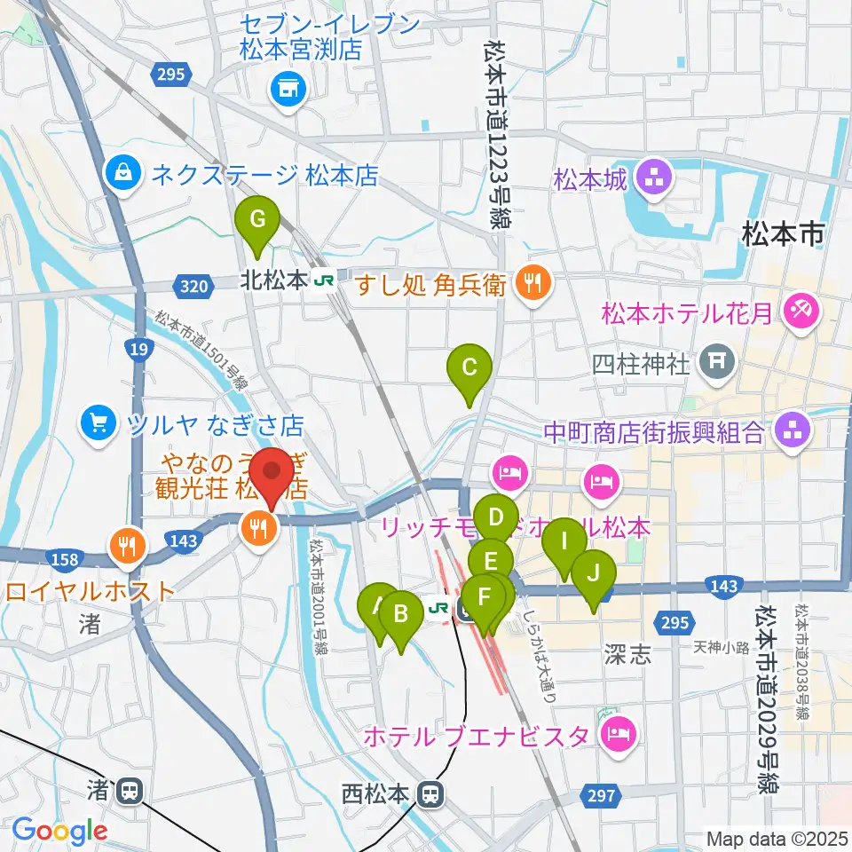 シェリーミュージックスクール松本校周辺のコンビニエンスストア一覧地図