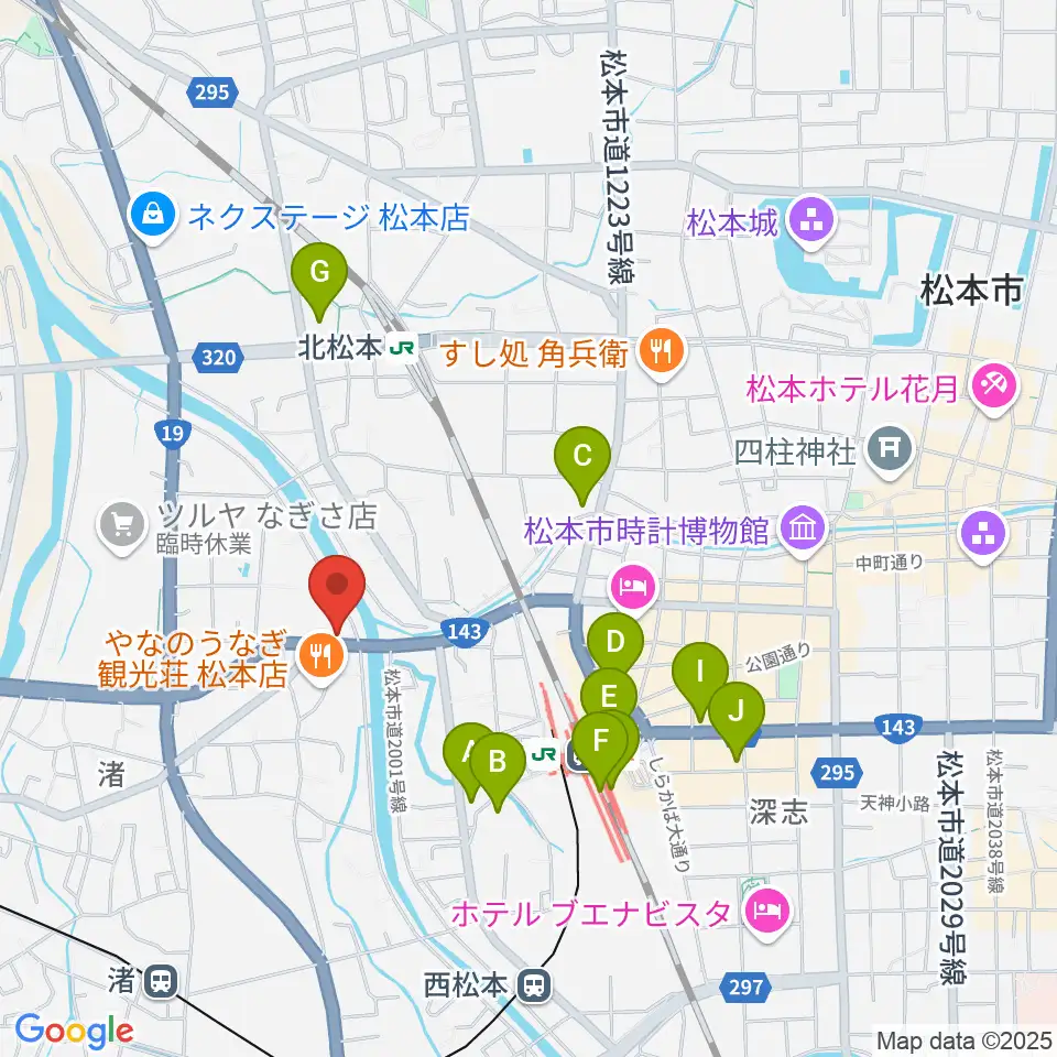 シェリーミュージックスクール松本校周辺のコンビニエンスストア一覧地図