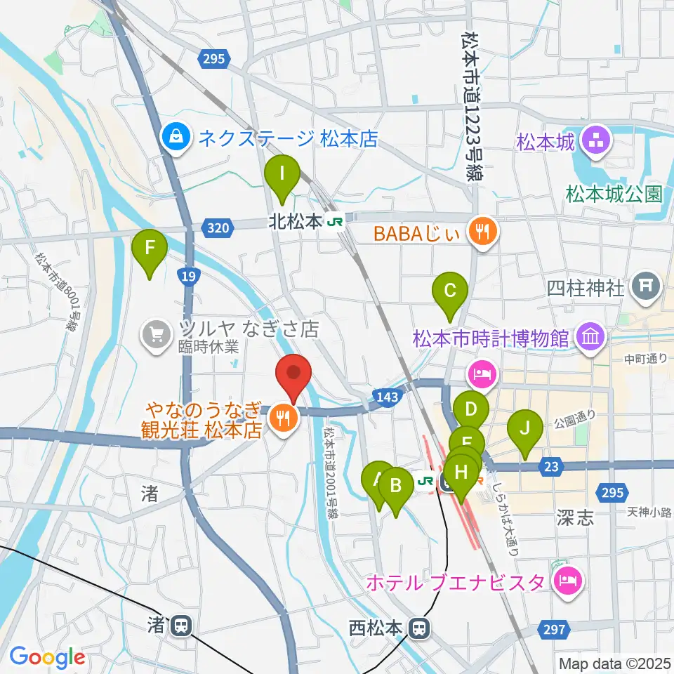シェリーミュージックスクール松本校周辺のコンビニエンスストア一覧地図