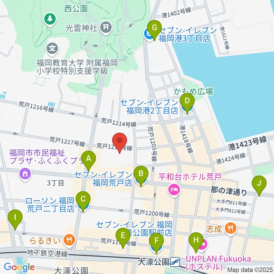 ミュージックスクール・クランチ周辺のコンビニエンスストア一覧地図