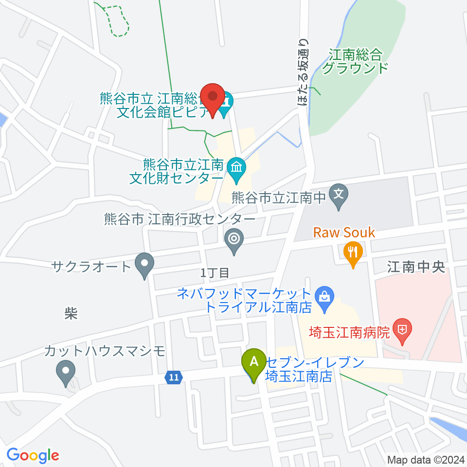 江南総合文化会館ピピア周辺のコンビニエンスストア一覧地図
