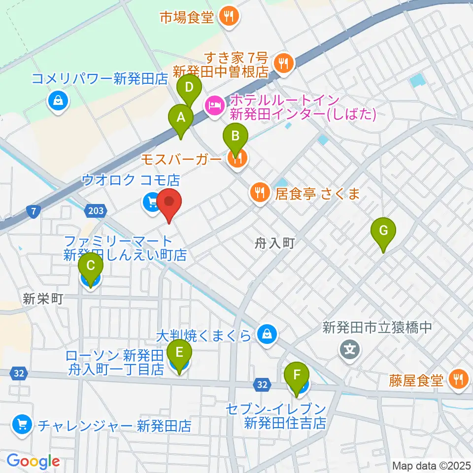 わたじん楽器 新発田センター周辺のコンビニエンスストア一覧地図