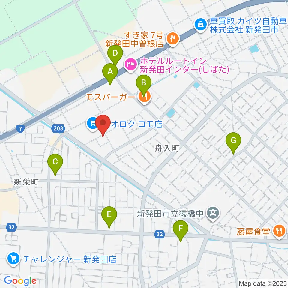 わたじん楽器 新発田センター周辺のコンビニエンスストア一覧地図