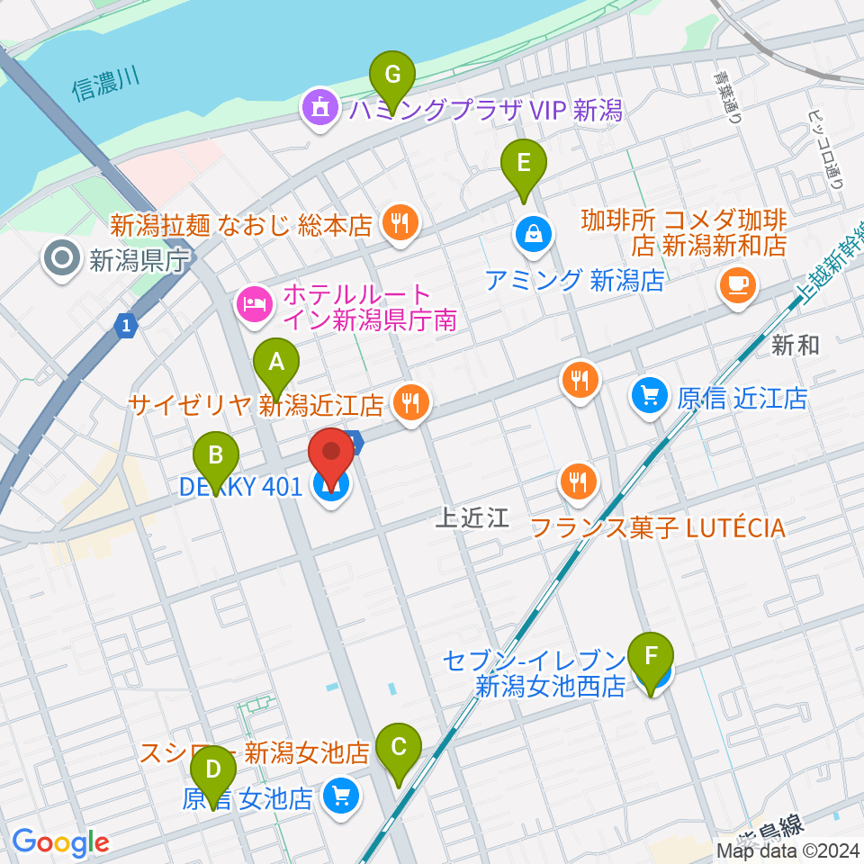 わたじん楽器 デッキィ401センター周辺のコンビニエンスストア一覧地図