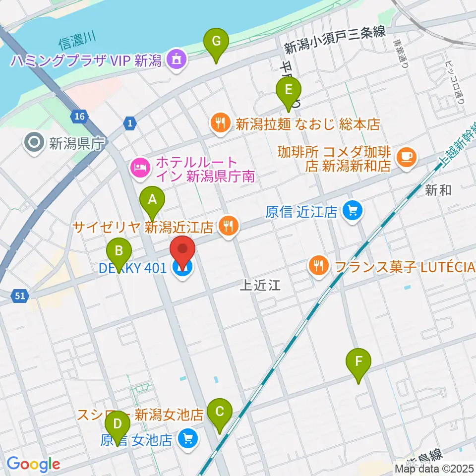 わたじん楽器 デッキィ401センター周辺のコンビニエンスストア一覧地図