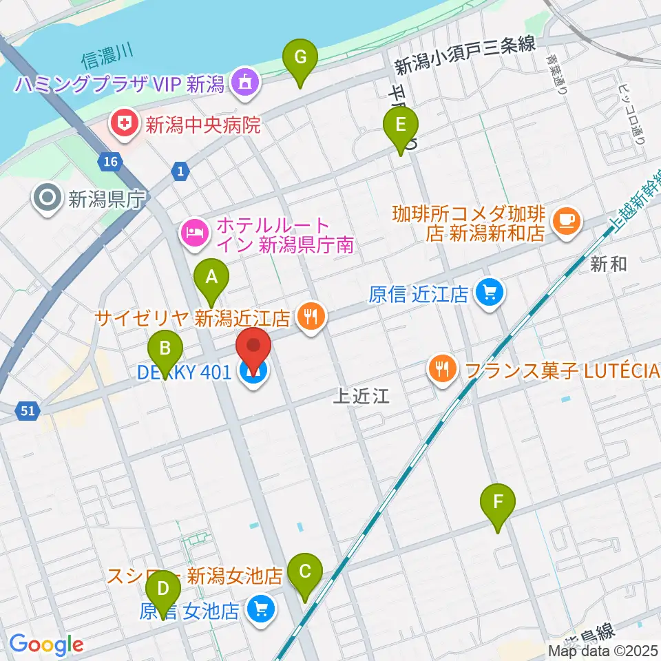 わたじん楽器 デッキィ401センター周辺のコンビニエンスストア一覧地図
