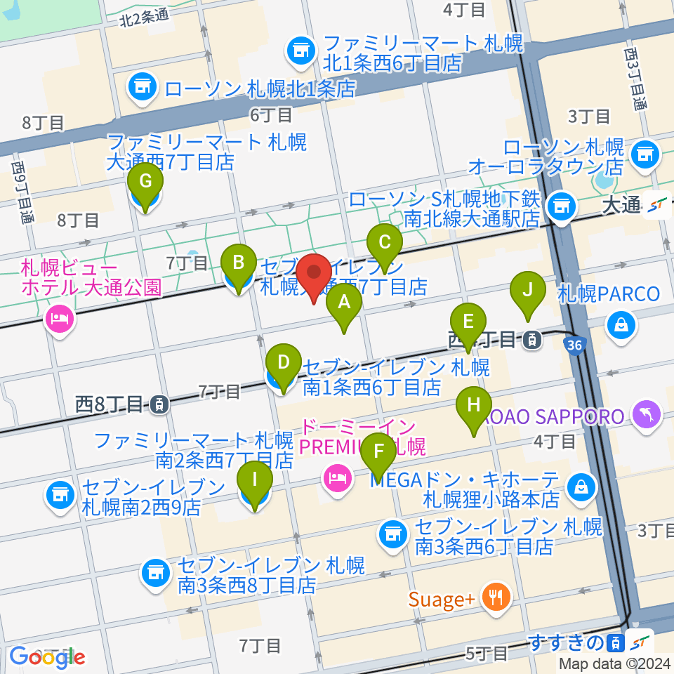 札幌ザ・ルーテルホール周辺のコンビニエンスストア一覧地図