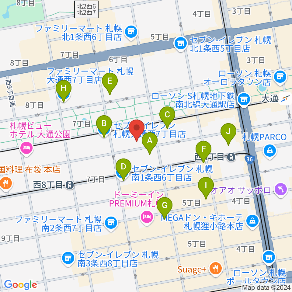 札幌ザ・ルーテルホール周辺のコンビニエンスストア一覧地図