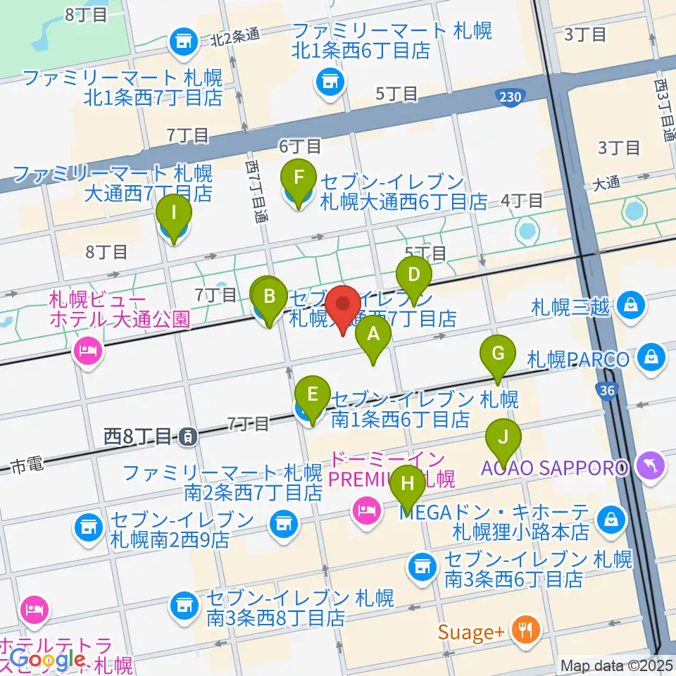 札幌ザ・ルーテルホール周辺のコンビニエンスストア一覧地図