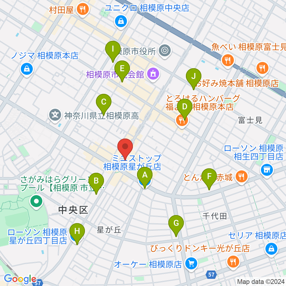 相模原メイプルホール周辺のコンビニエンスストア一覧地図