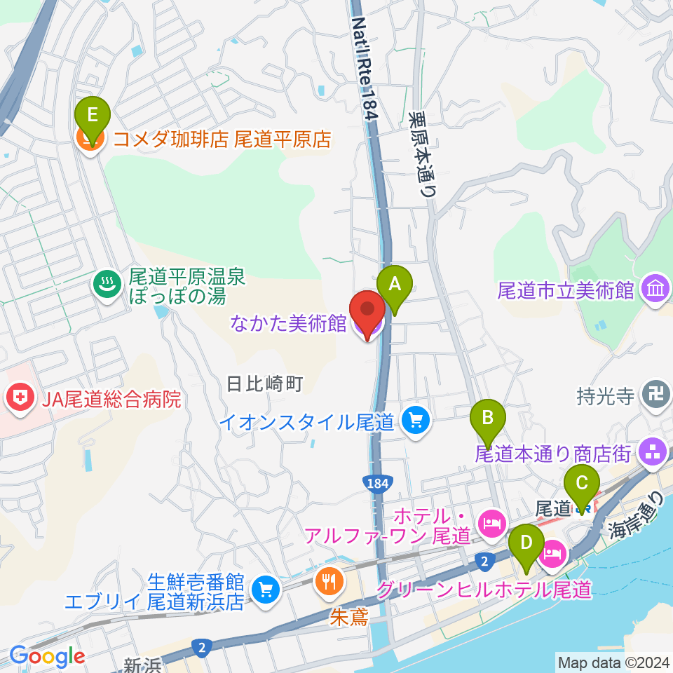 なかた美術館周辺のコンビニエンスストア一覧地図