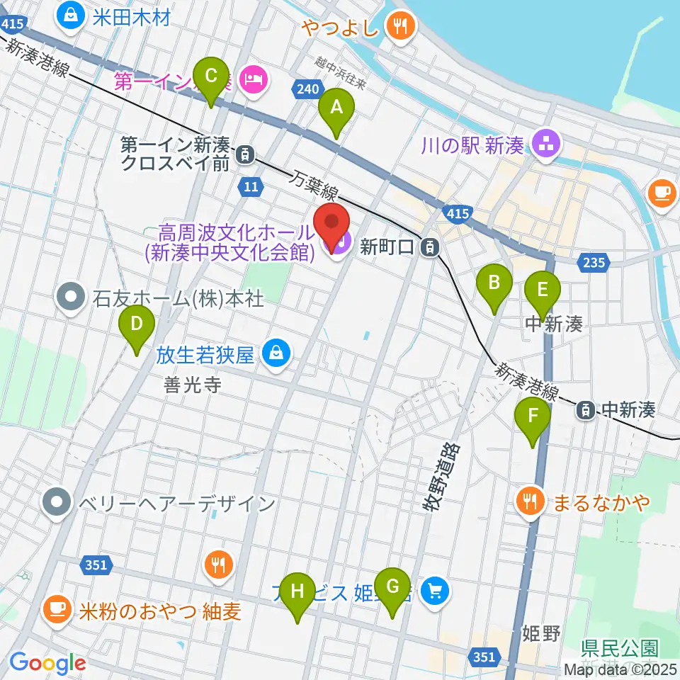 高周波文化ホール周辺のコンビニエンスストア一覧地図