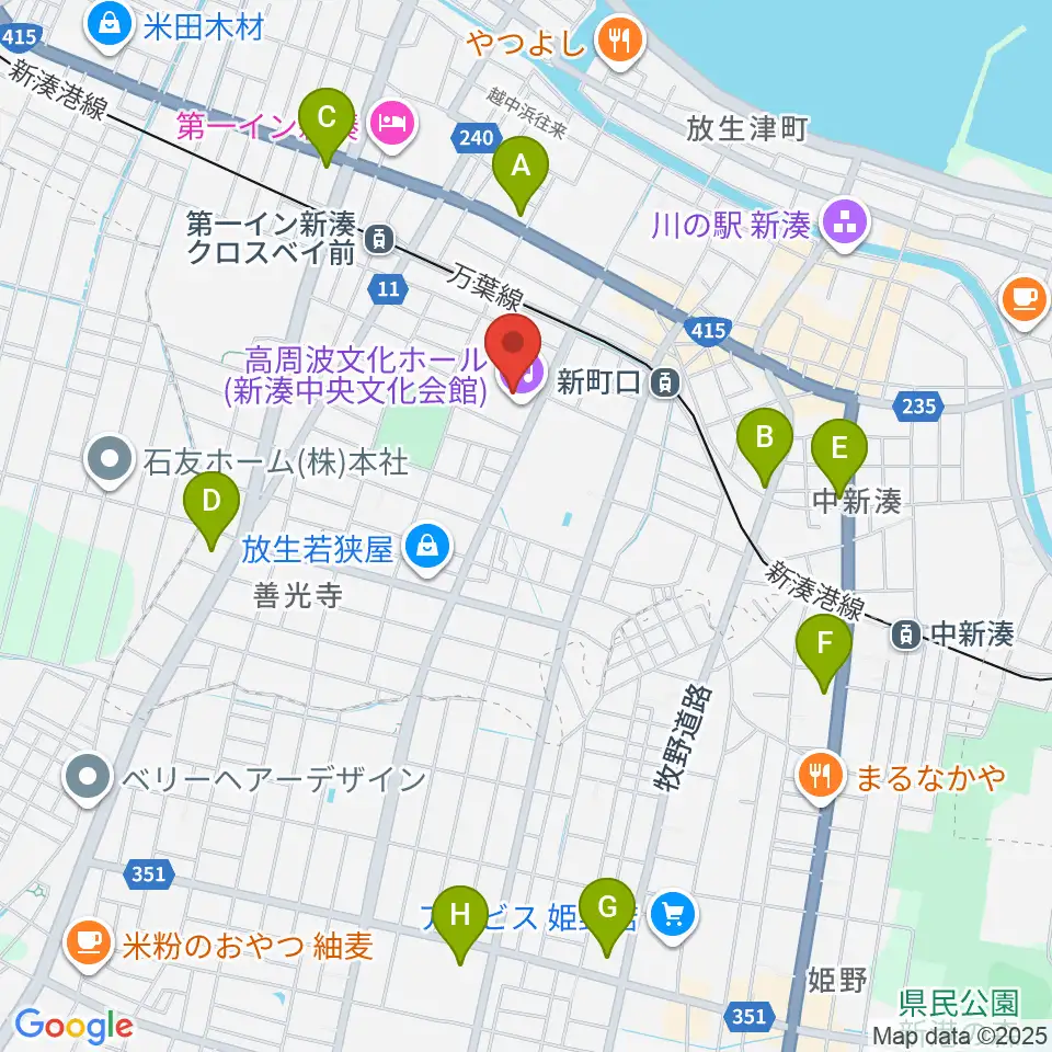 高周波文化ホール周辺のコンビニエンスストア一覧地図