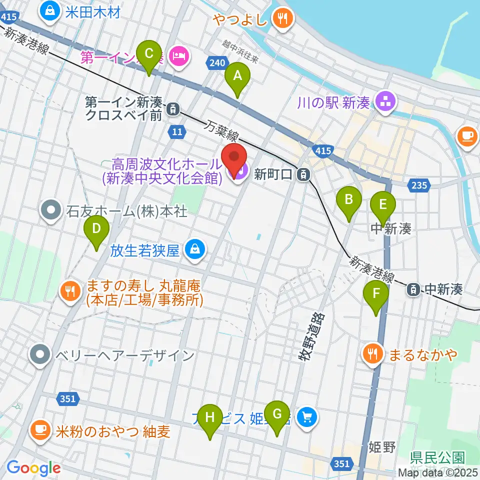 高周波文化ホール周辺のコンビニエンスストア一覧地図