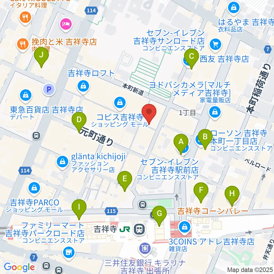 吉祥寺サムタイム周辺のコンビニエンスストア一覧地図