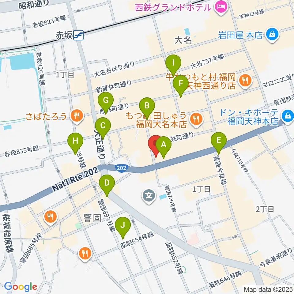 ボーカルレッスンミュウ天神校周辺のコンビニエンスストア一覧地図
