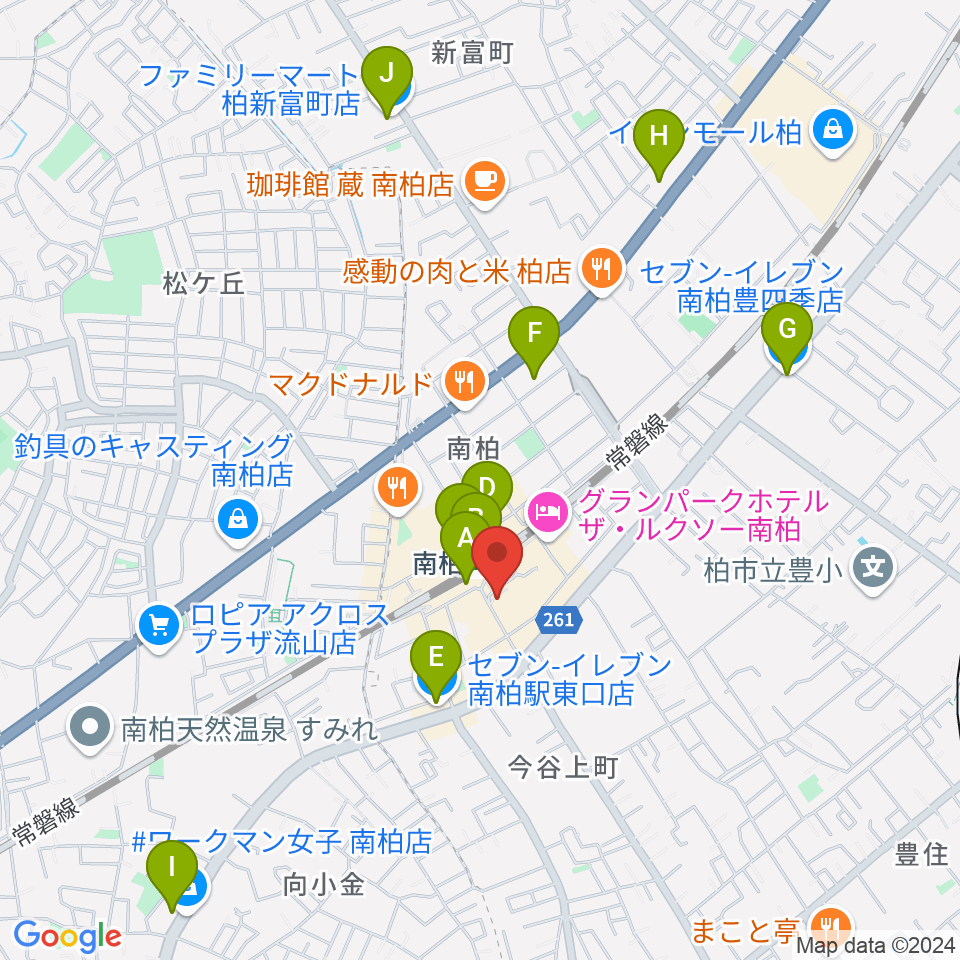 ウインズ南柏周辺のコンビニエンスストア一覧地図