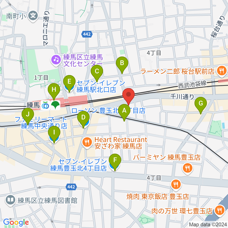 奈良龍二バイオリン教室 練馬教室周辺のコンビニエンスストア一覧地図