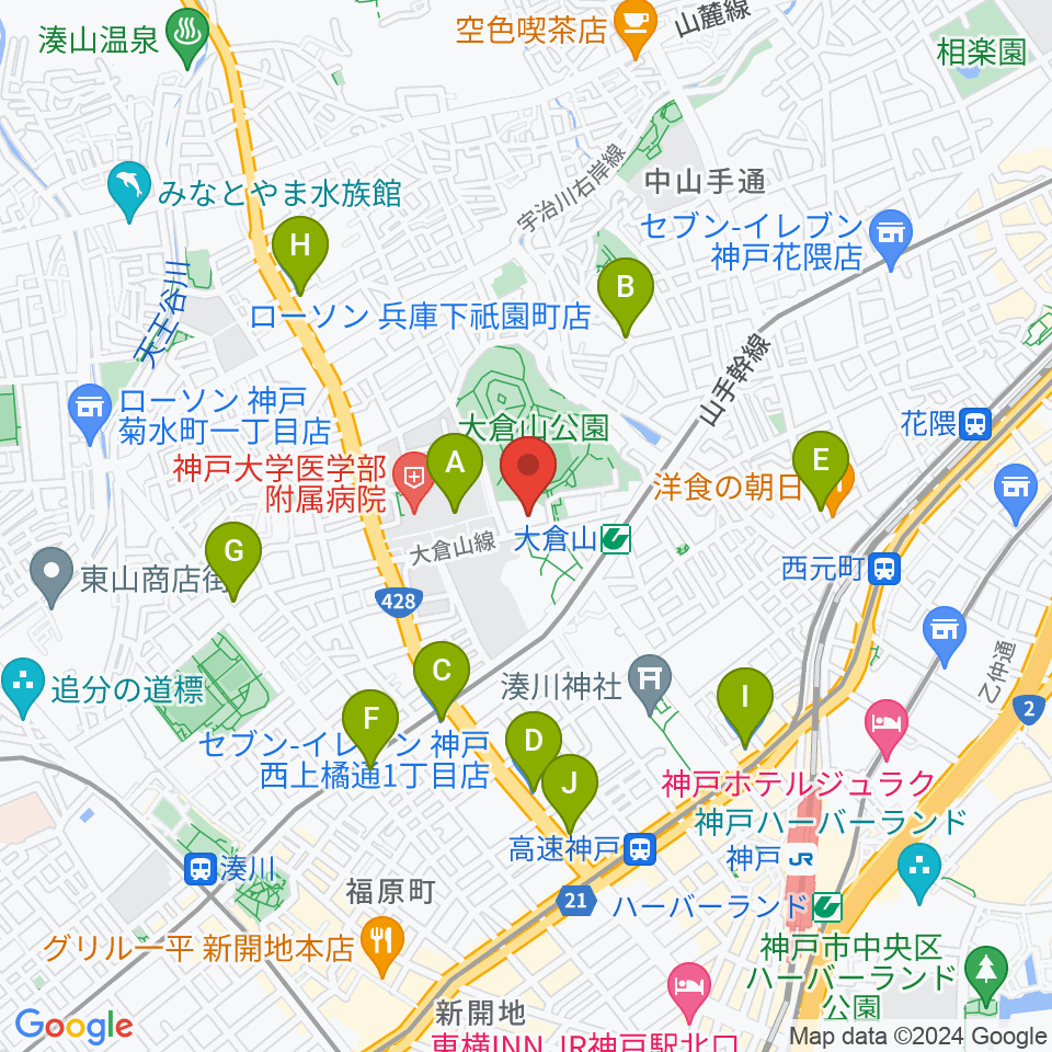 神戸ラピスホール周辺のコンビニエンスストア一覧地図