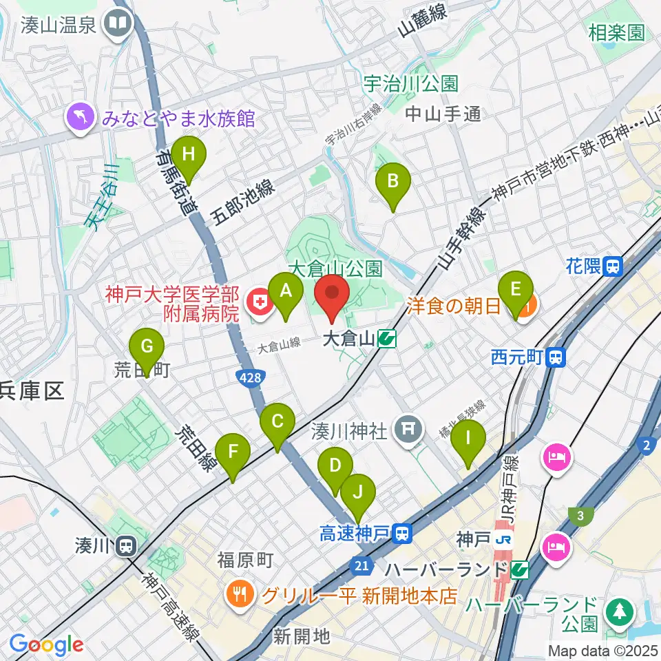神戸ラピスホール周辺のコンビニエンスストア一覧地図