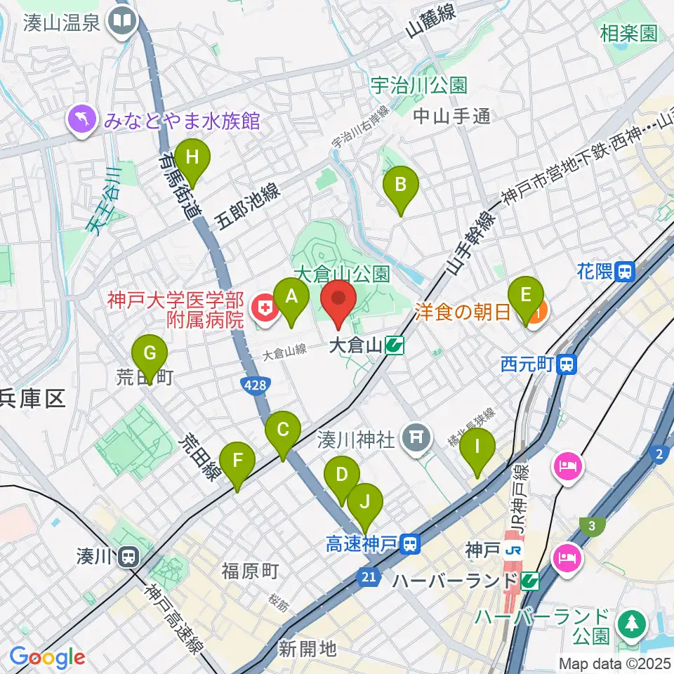 神戸ラピスホール周辺のコンビニエンスストア一覧地図