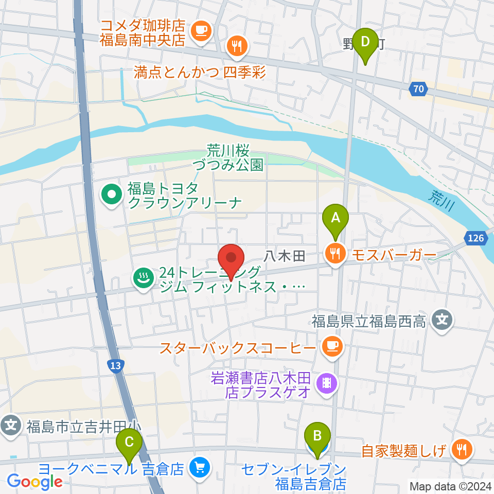 ピアノハウス福島周辺のコンビニエンスストア一覧地図