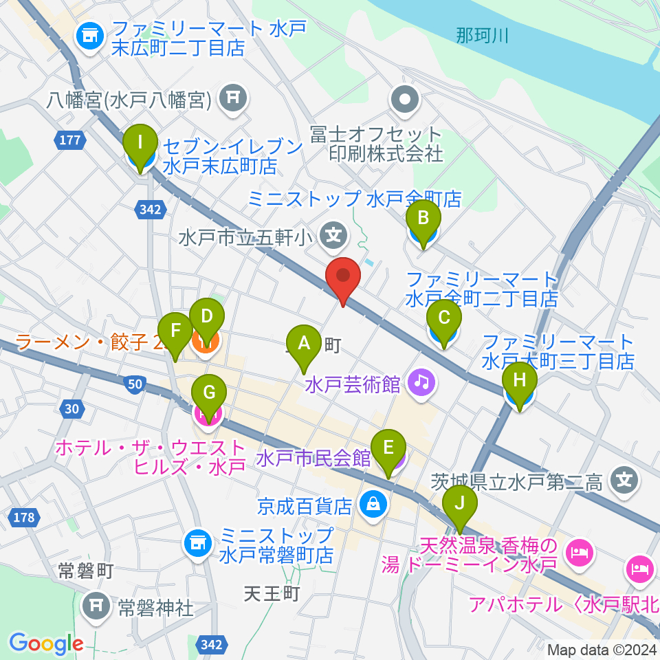 水戸奏楽堂周辺のコンビニエンスストア一覧地図