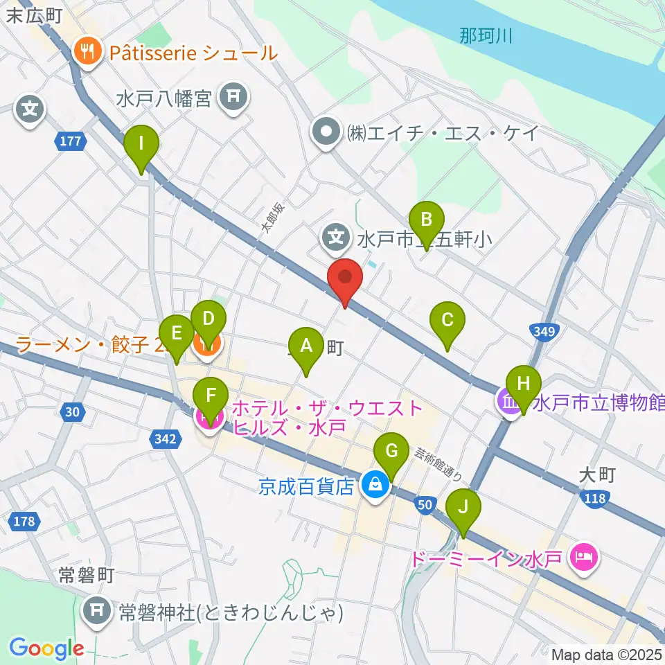 水戸奏楽堂周辺のコンビニエンスストア一覧地図