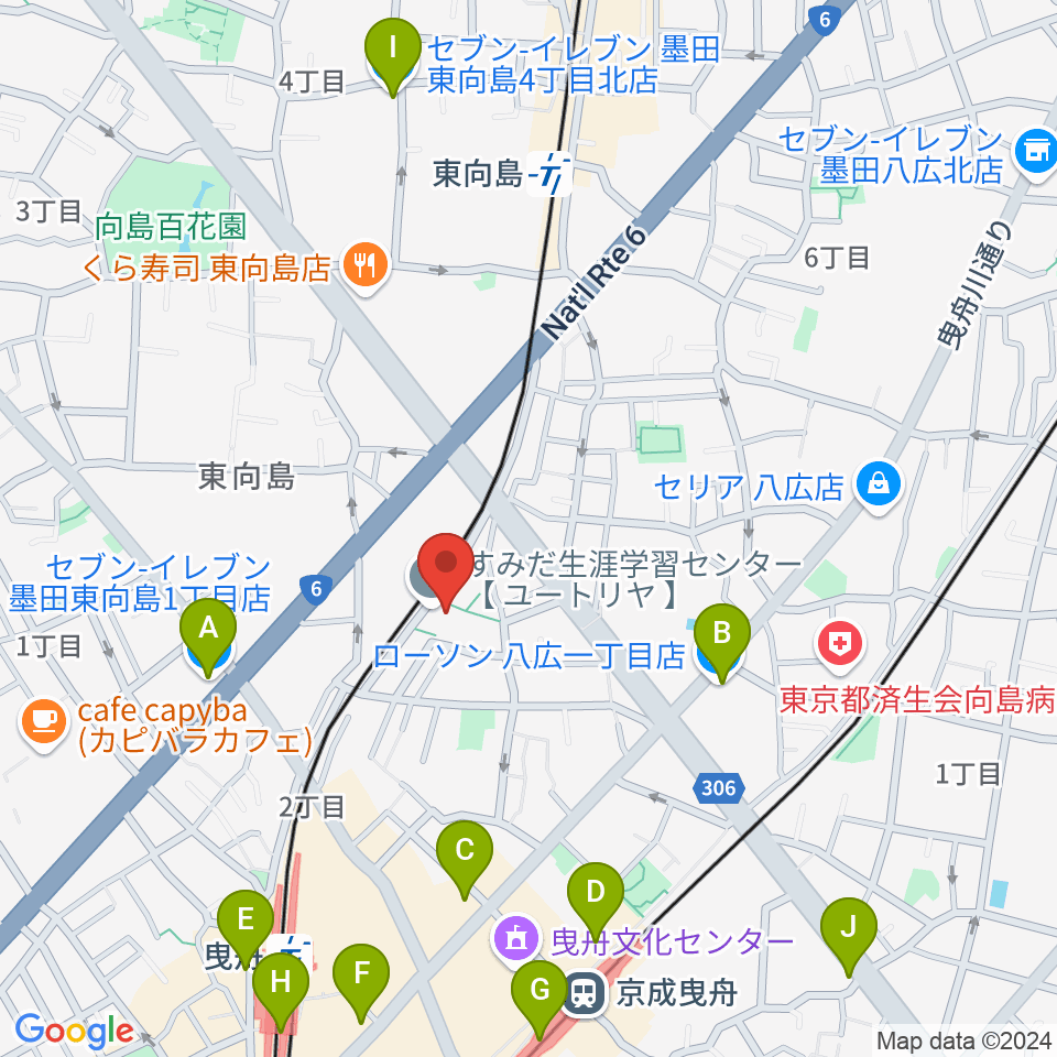 ユートリヤ すみだ生涯学習センター周辺のコンビニエンスストア一覧地図