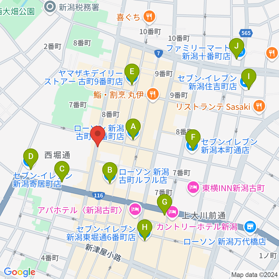 よろっtoローサ周辺のコンビニエンスストア一覧地図