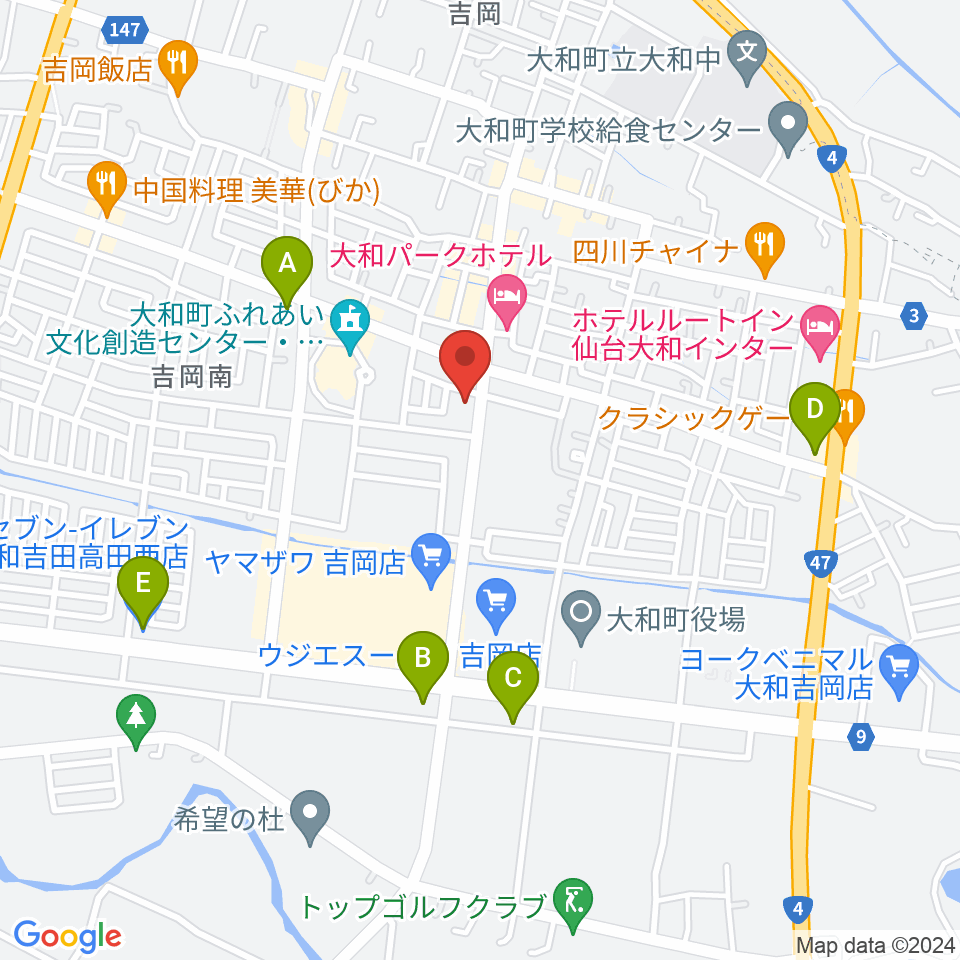 仙台ピアノ工房 木造ドーム周辺のコンビニエンスストア一覧地図
