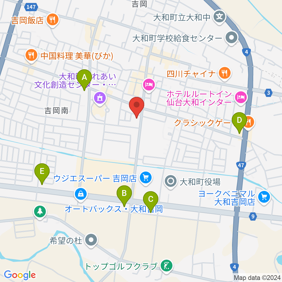 仙台ピアノ工房 木造ドーム周辺のコンビニエンスストア一覧地図