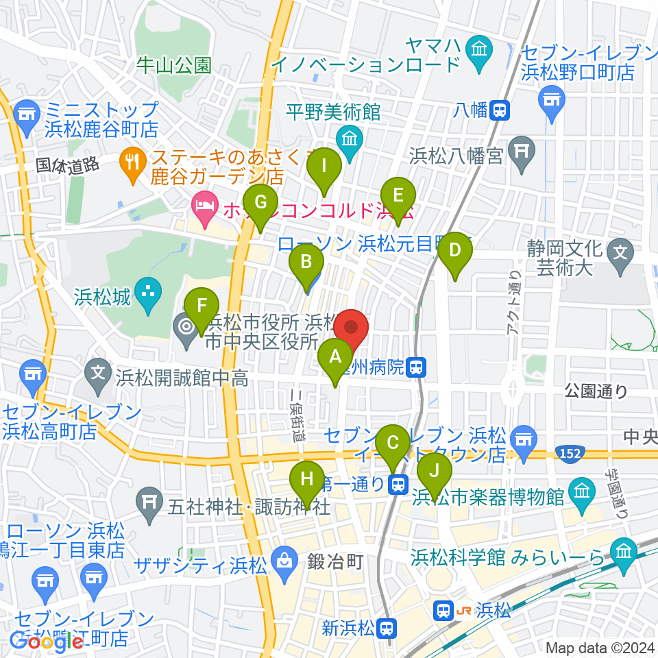 浜松スペースK周辺のコンビニエンスストア一覧地図