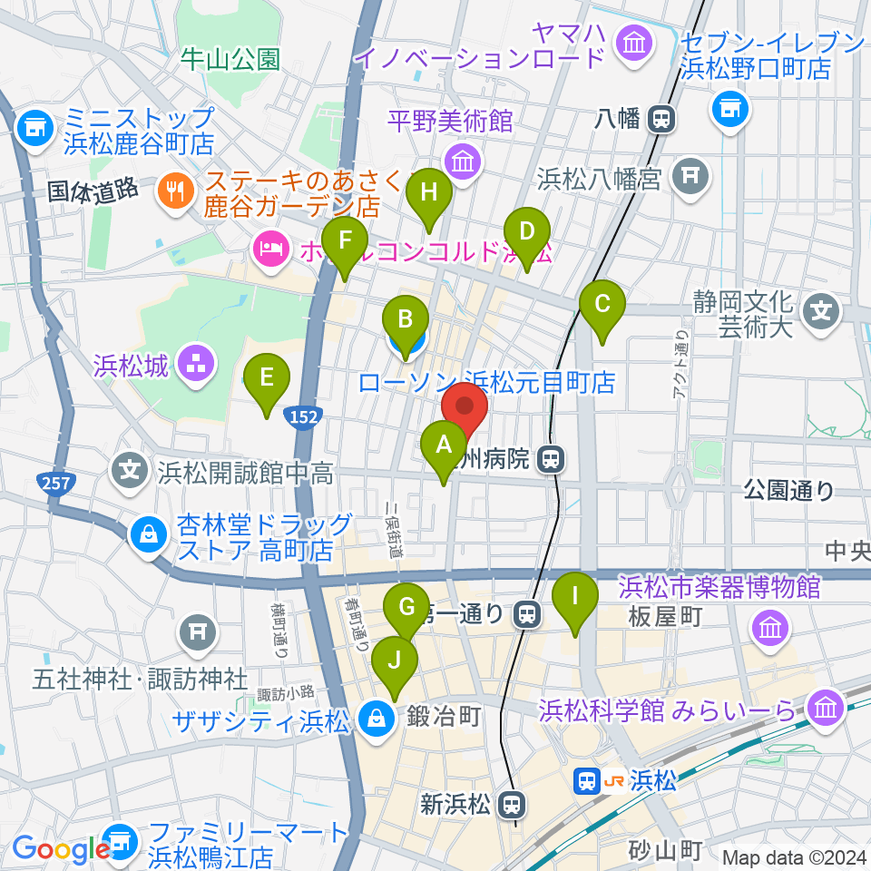 浜松スペースK周辺のコンビニエンスストア一覧地図