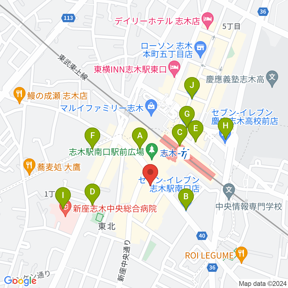 森音楽教室ボーカルコース周辺のコンビニエンスストア一覧地図