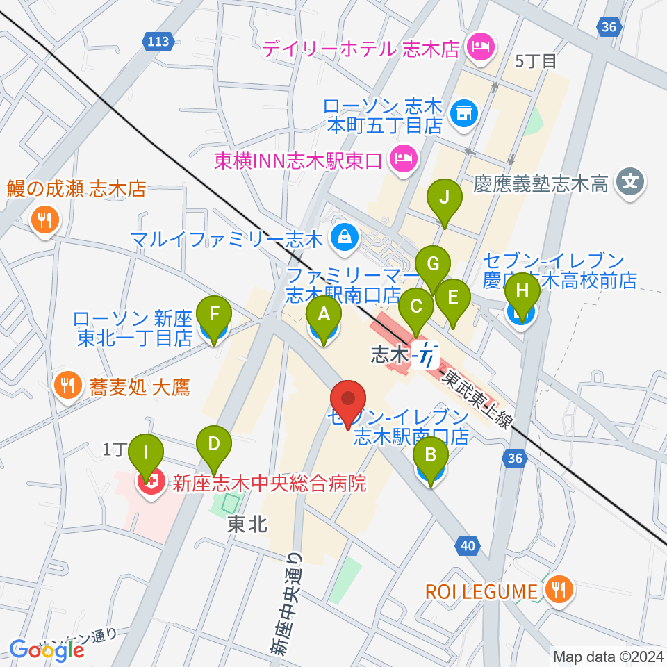 森音楽教室ボーカルコース周辺のコンビニエンスストア一覧地図