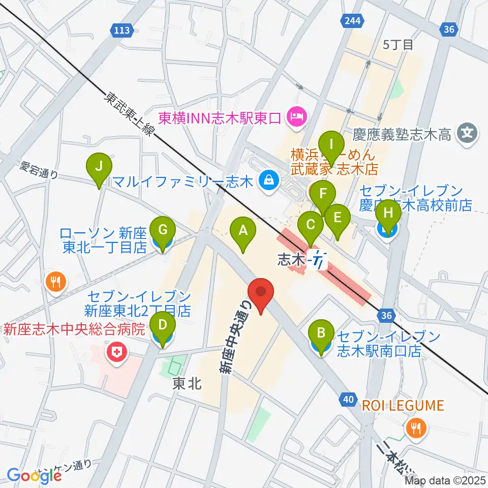 森音楽教室ボーカルコース周辺のコンビニエンスストア一覧地図