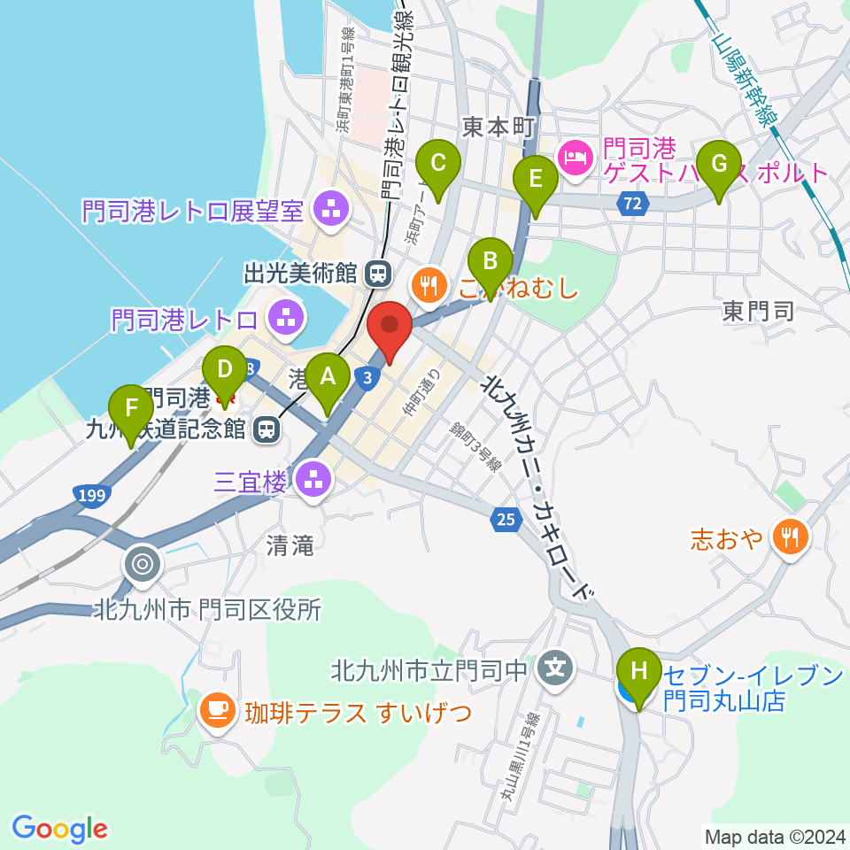 門司港 六曜舘周辺のコンビニエンスストア一覧地図