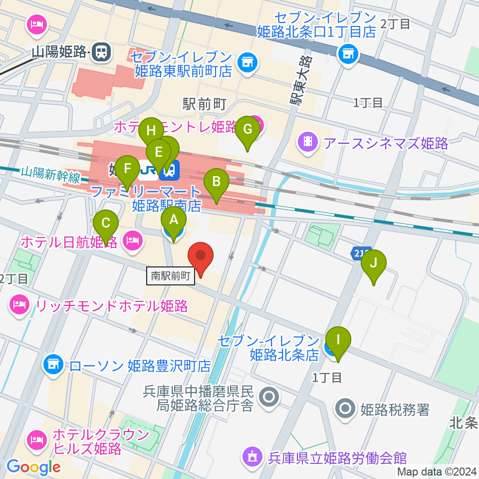 スガナミミュージックサロン姫路周辺のコンビニエンスストア一覧地図