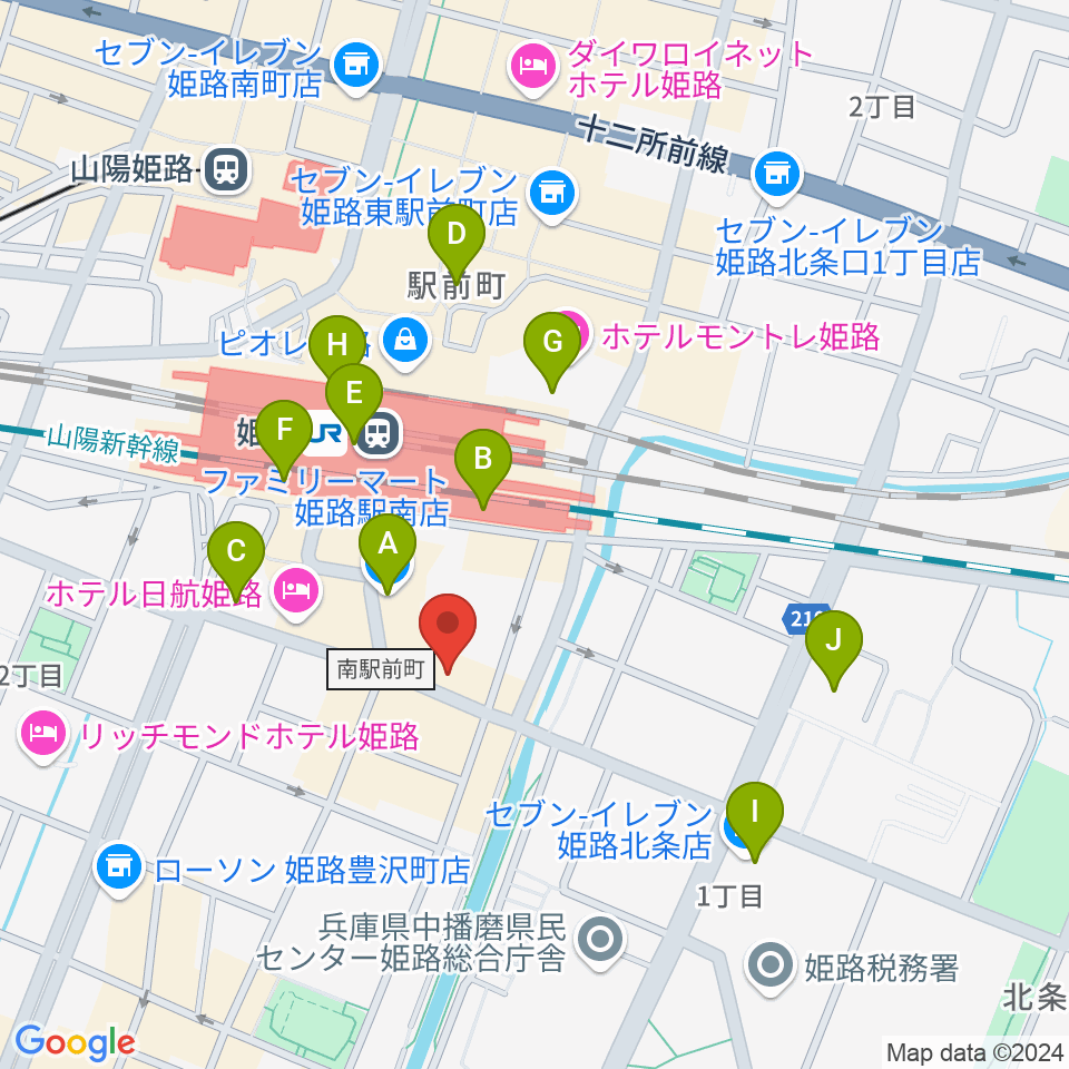 スガナミミュージックサロン姫路周辺のコンビニエンスストア一覧地図