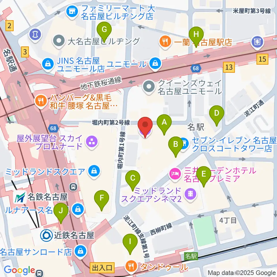 ウインクあいち周辺のコンビニエンスストア一覧地図