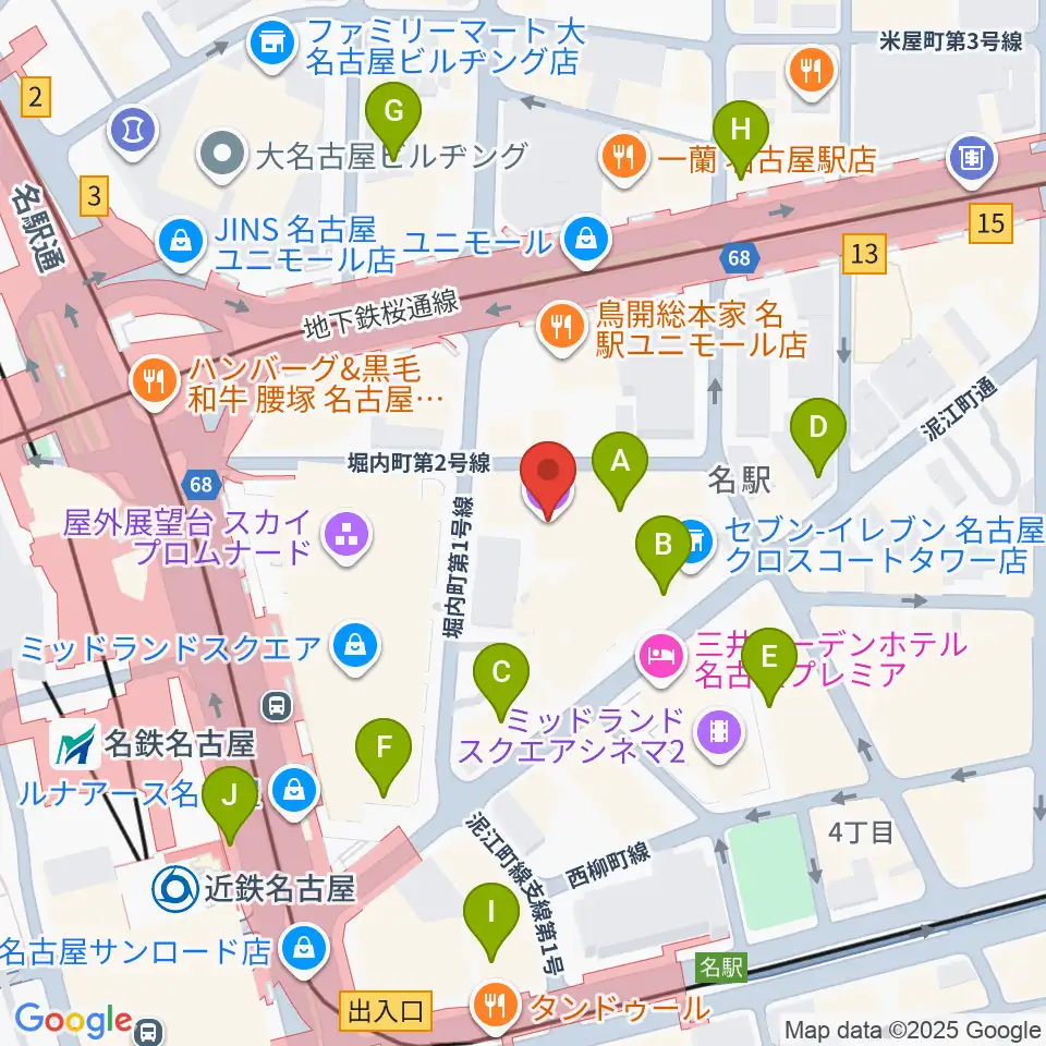 ウインクあいち周辺のコンビニエンスストア一覧地図