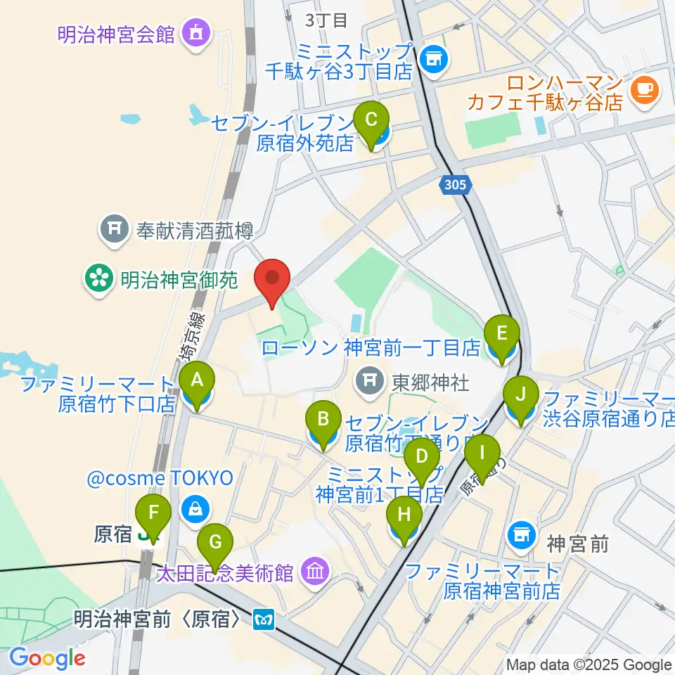 アコスタディオ周辺のコンビニエンスストア一覧地図