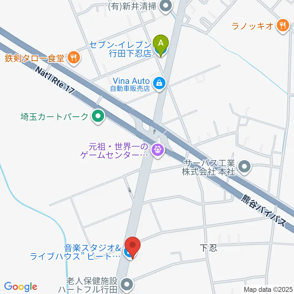 ビートハウス1193周辺のコンビニエンスストア一覧地図